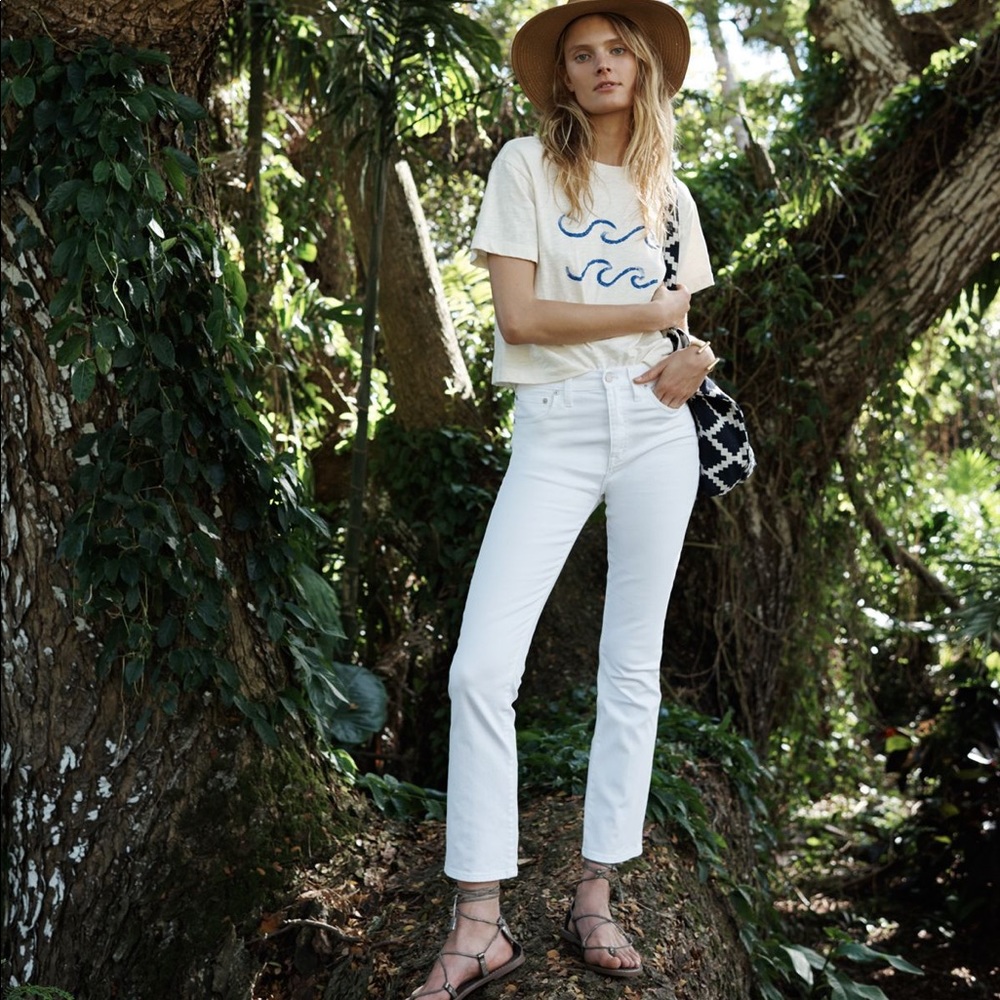 MADEWELL CALI DENIM BOOT IN WHITE SIZE:31